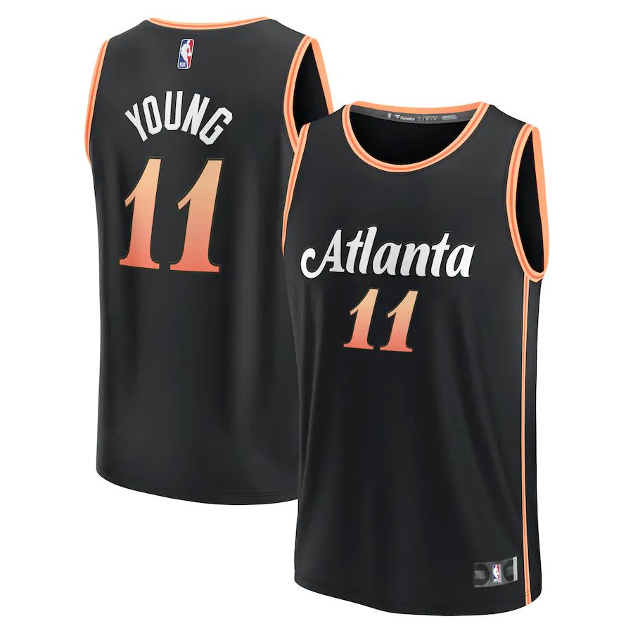 Men Atlanta Hawks 11 Trae Young Fanatics Branded Black City Edition 2022-23 Fastbreak NBA Jersey